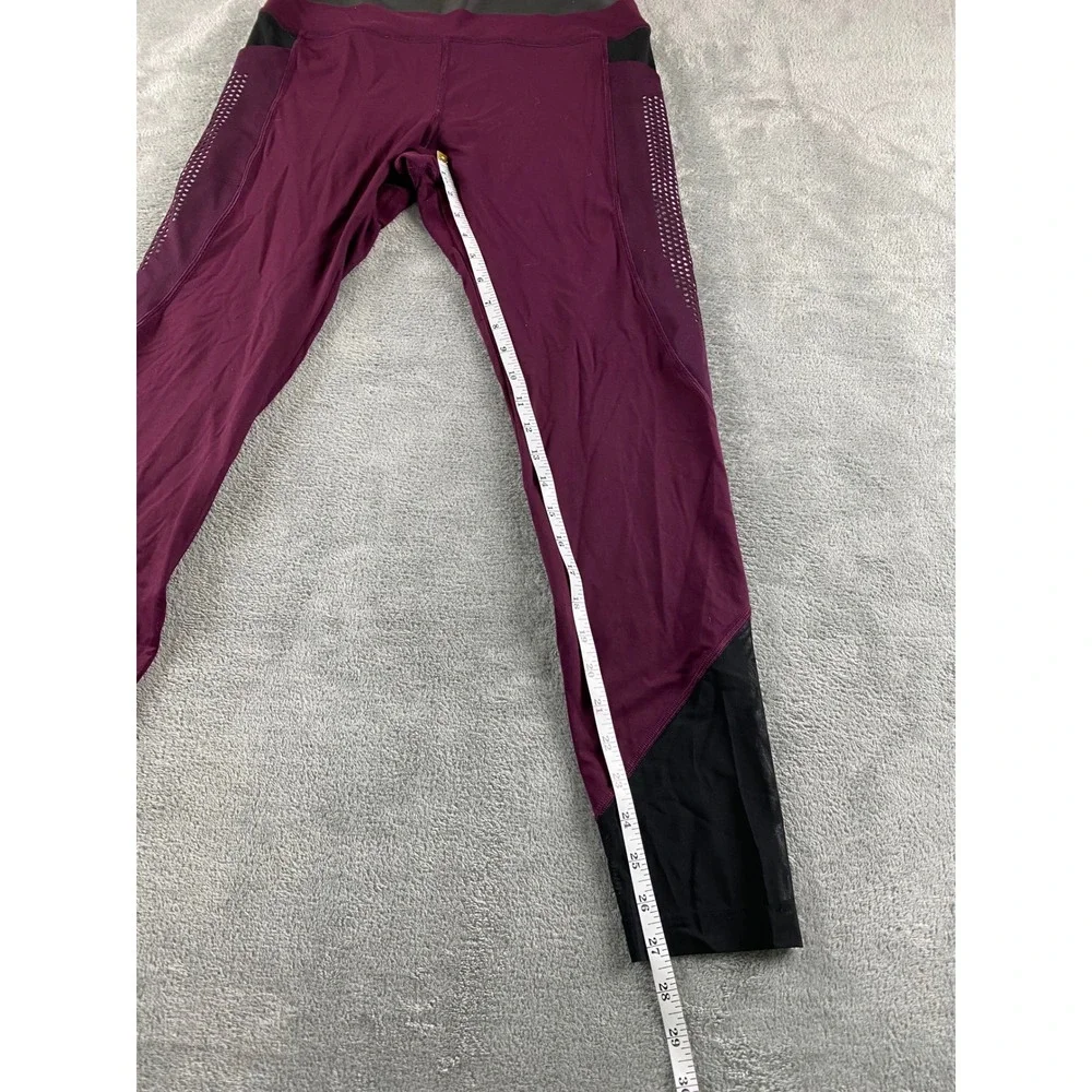 Pink Victoria's Secret Ultimate Leggings Burgundy Black Mesh Pockets Large L